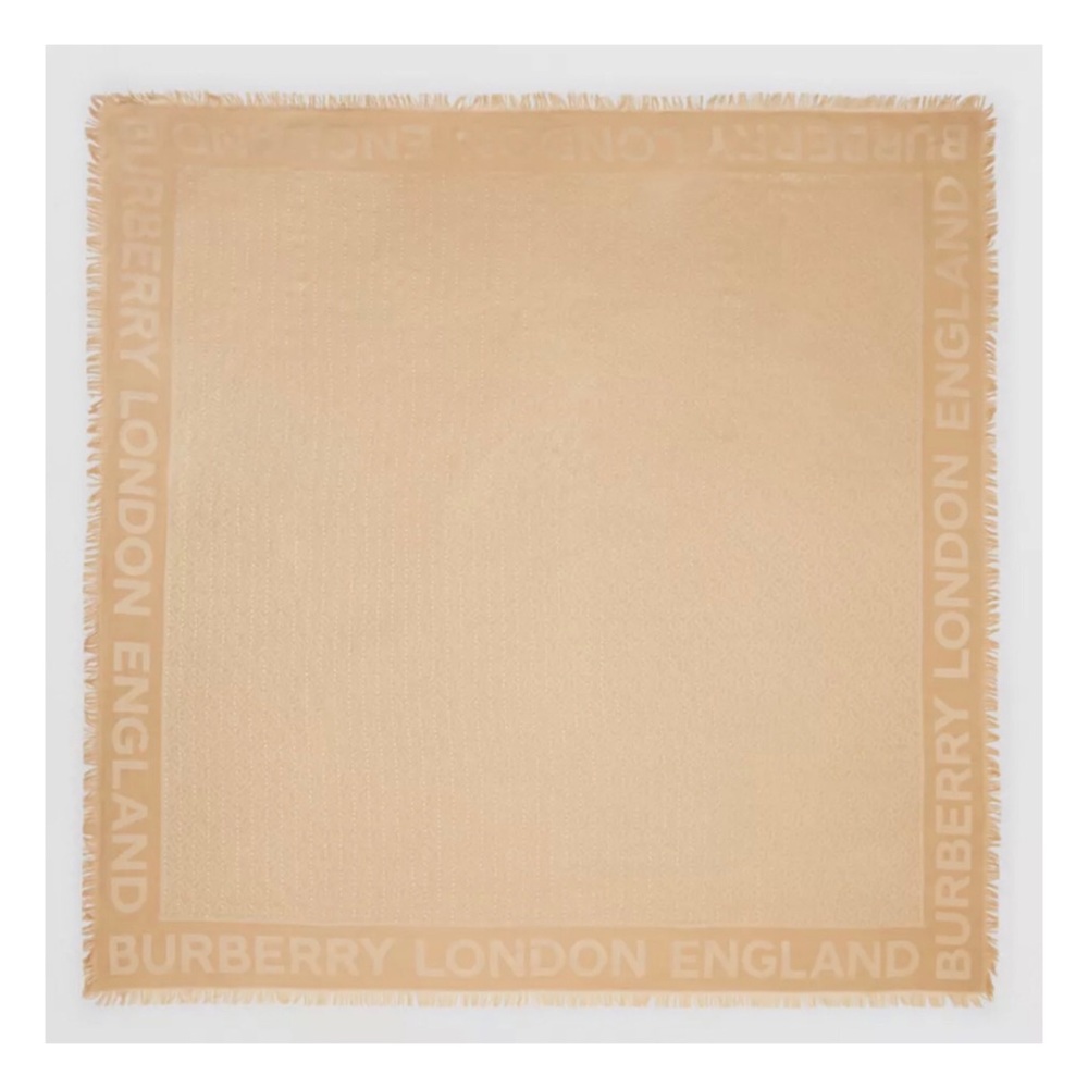 Burberry Crystal Pinstriped Silk Wool Square Scarf